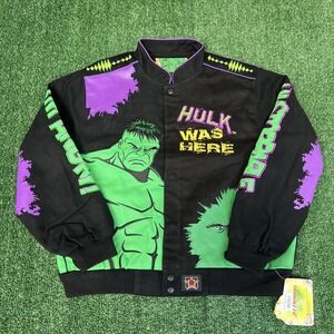 NWT VTG JH Design Hulk Jacket Youth 2XL Black Men's S Crop Boxy Racing Marvel